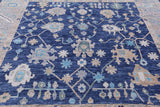 Blue Square Turkish Oushak Hand Knotted Wool Rug - 9' 1" X 9' 3" - Golden Nile