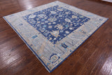 Blue Square Turkish Oushak Hand Knotted Wool Rug - 9' 1" X 9' 3" - Golden Nile