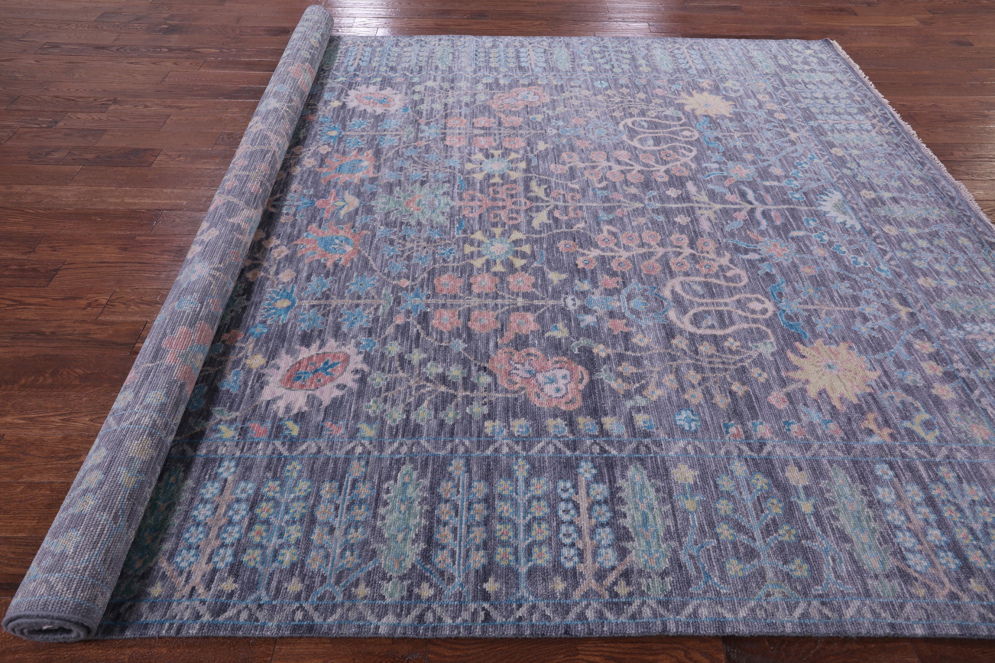 Grey Turkish Oushak Handmade Wool Rug - 9' 1" X 12' 1" - Golden Nile