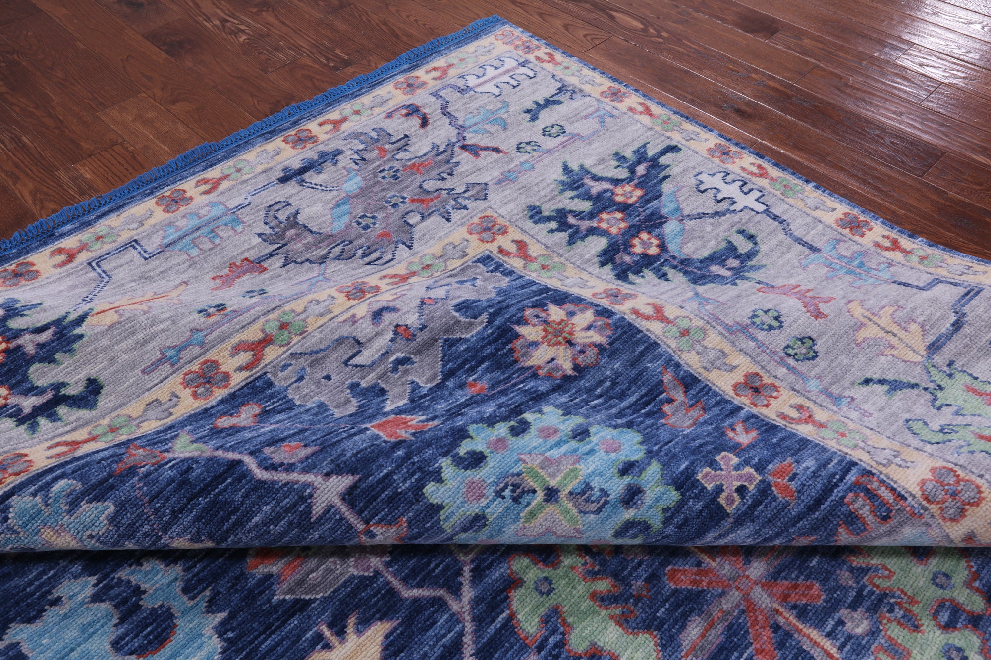 Blue Turkish Oushak Hand Knotted Wool Rug - 10' 2" X 14' 0" - Golden Nile