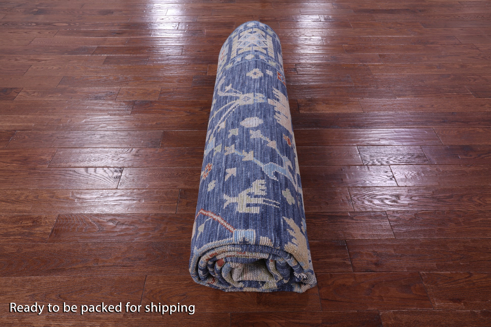 Blue Turkish Oushak Hand Knotted Wool Rug - 9' 1" X 12' 3" - Golden Nile