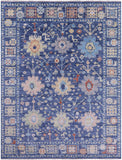 Blue Turkish Oushak Hand Knotted Wool Rug - 9' 1" X 12' 3" - Golden Nile