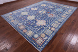 Blue Turkish Oushak Hand Knotted Wool Rug - 9' 1" X 12' 3" - Golden Nile
