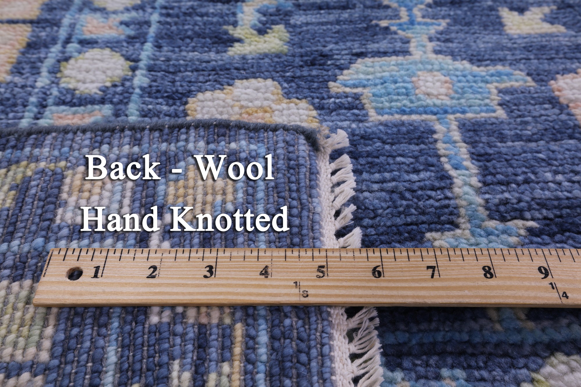 Blue Turkish Oushak Hand Knotted Wool Rug - 9' 1" X 12' 3" - Golden Nile