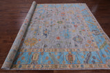 Grey Turkish Oushak Hand Knotted Wool Rug - 9' 0" X 11' 10" - Golden Nile