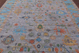 Grey Turkish Oushak Hand Knotted Wool Rug - 9' 0" X 11' 10" - Golden Nile