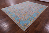 Grey Turkish Oushak Hand Knotted Wool Rug - 9' 0" X 11' 10" - Golden Nile