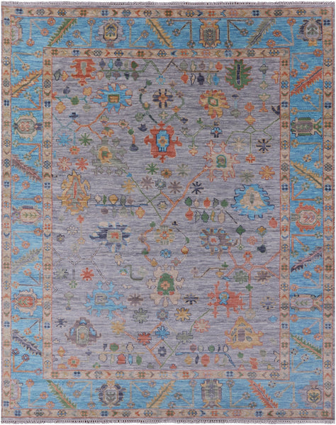 Grey Turkish Oushak Hand Knotted Wool Rug - 9' 0" X 11' 10" - Golden Nile