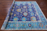 Blue Turkish Oushak Handmade Wool Rug - 8' 1" X 9' 10" - Golden Nile