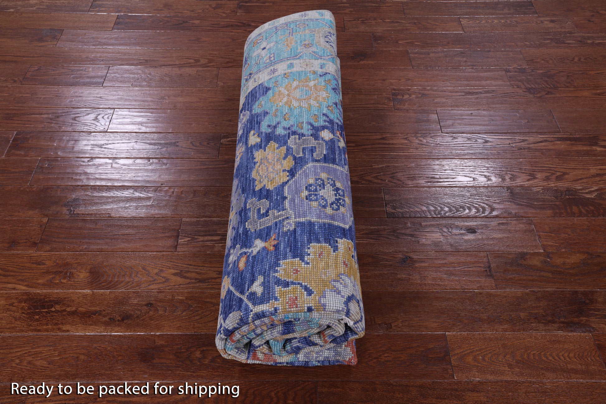 Blue Turkish Oushak Handmade Wool Rug - 8' 1" X 9' 10" - Golden Nile