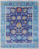 Blue Turkish Oushak Handmade Wool Rug - 8' 1" X 9' 10" - Golden Nile