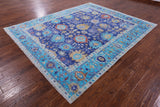 Blue Turkish Oushak Handmade Wool Rug - 8' 1" X 9' 10" - Golden Nile