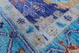 Blue Turkish Oushak Handmade Wool Rug - 8' 1" X 9' 10" - Golden Nile