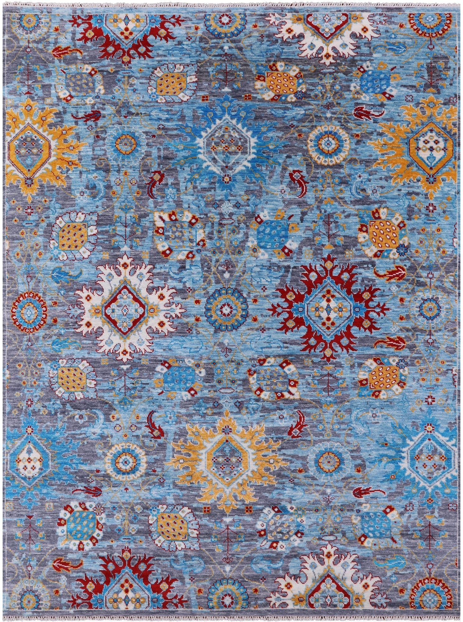 Grey Turkish Oushak Hand Knotted Wool Rug - 9' 1" X 11' 11" - Golden Nile