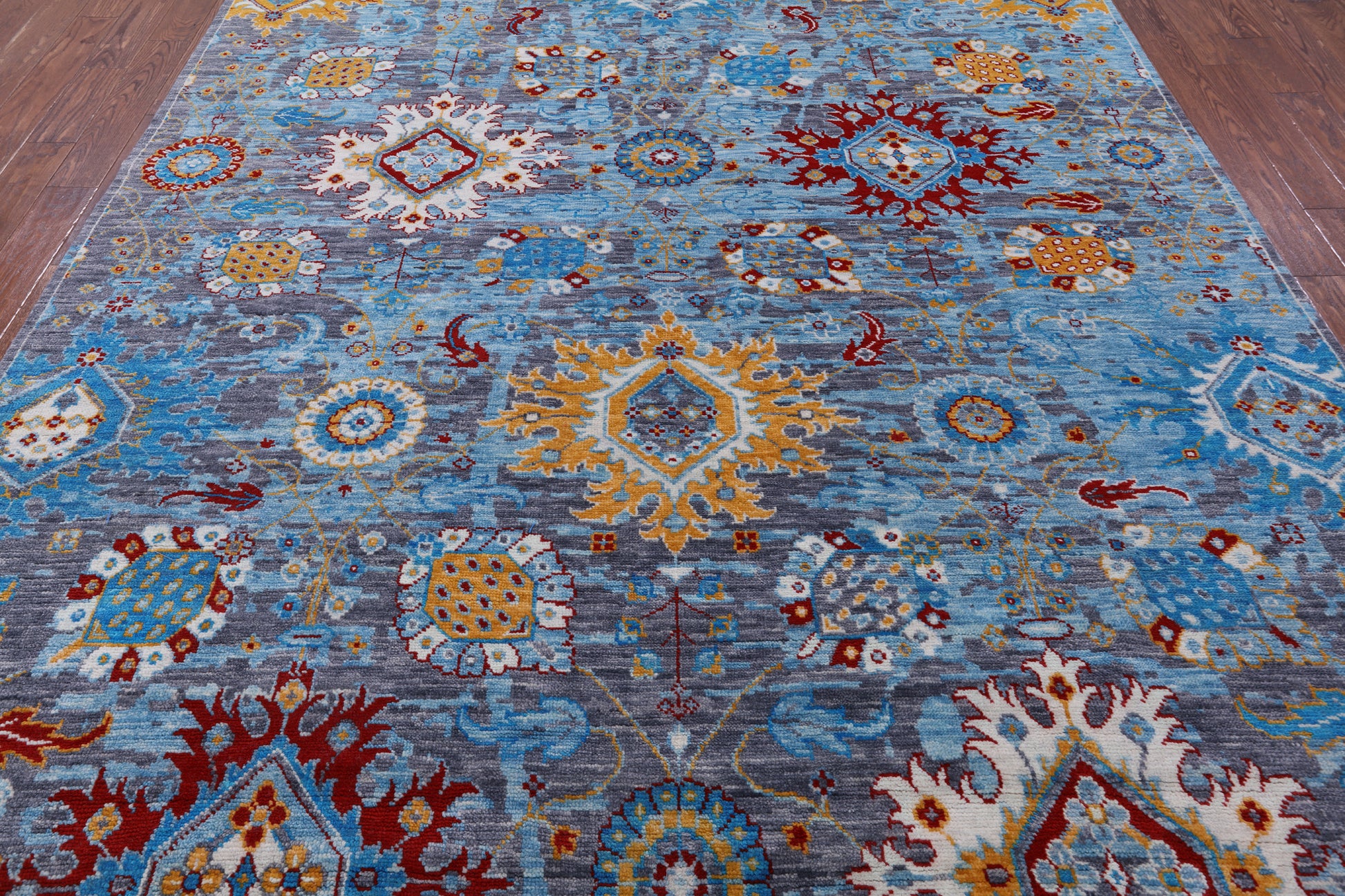 Grey Turkish Oushak Hand Knotted Wool Rug - 9' 1" X 11' 11" - Golden Nile