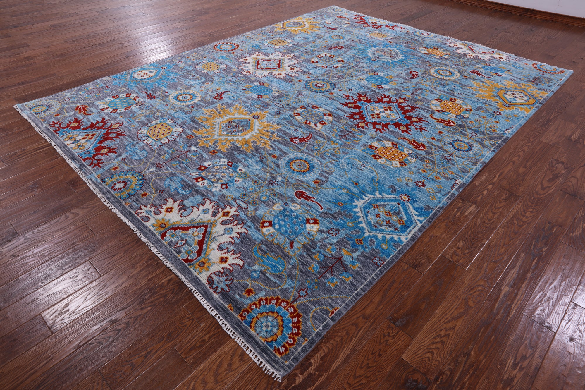 Grey Turkish Oushak Hand Knotted Wool Rug - 9' 1" X 11' 11" - Golden Nile