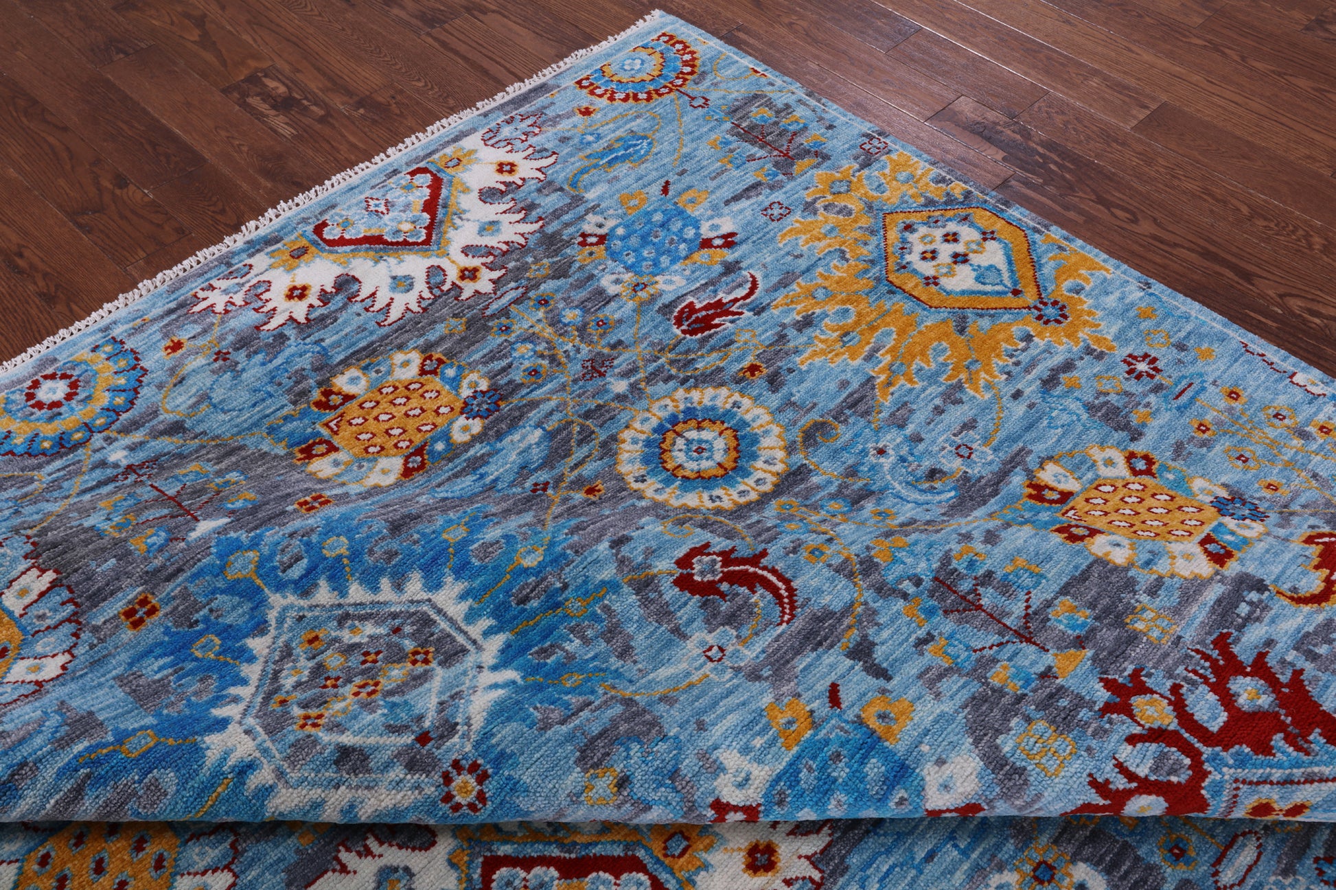 Grey Turkish Oushak Hand Knotted Wool Rug - 9' 1" X 11' 11" - Golden Nile