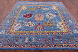 Blue Square Turkish Oushak Hand Knotted Wool Rug - 8' 11" X 9' 0" - Golden Nile