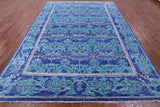 Blue William Morris Hand Knotted Wool Rug - 9' 3" X 12' 2" - Golden Nile