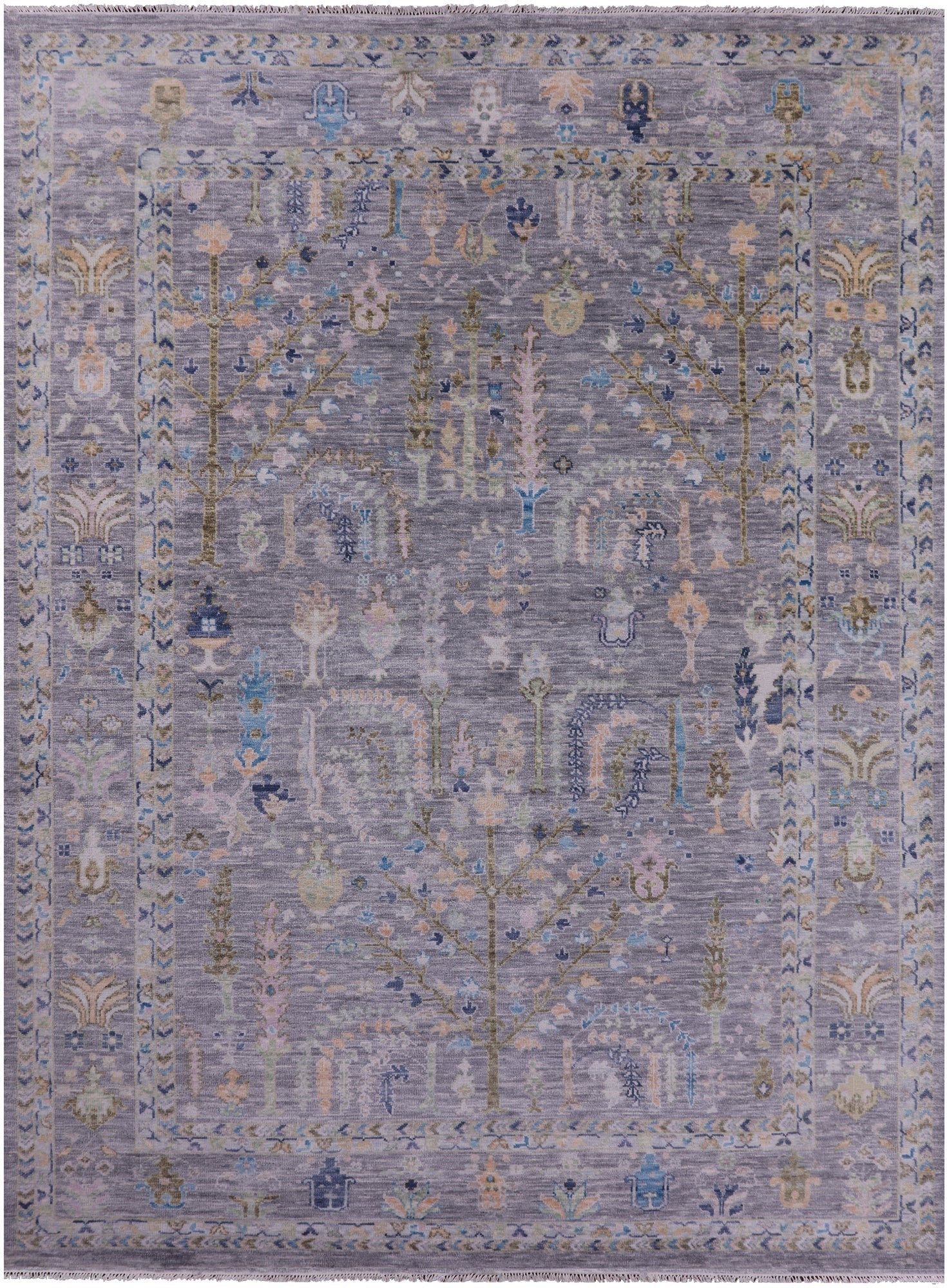 Grey Turkish Oushak Hand Knotted Wool Rug - 10' 0" X 13' 11" - Golden Nile