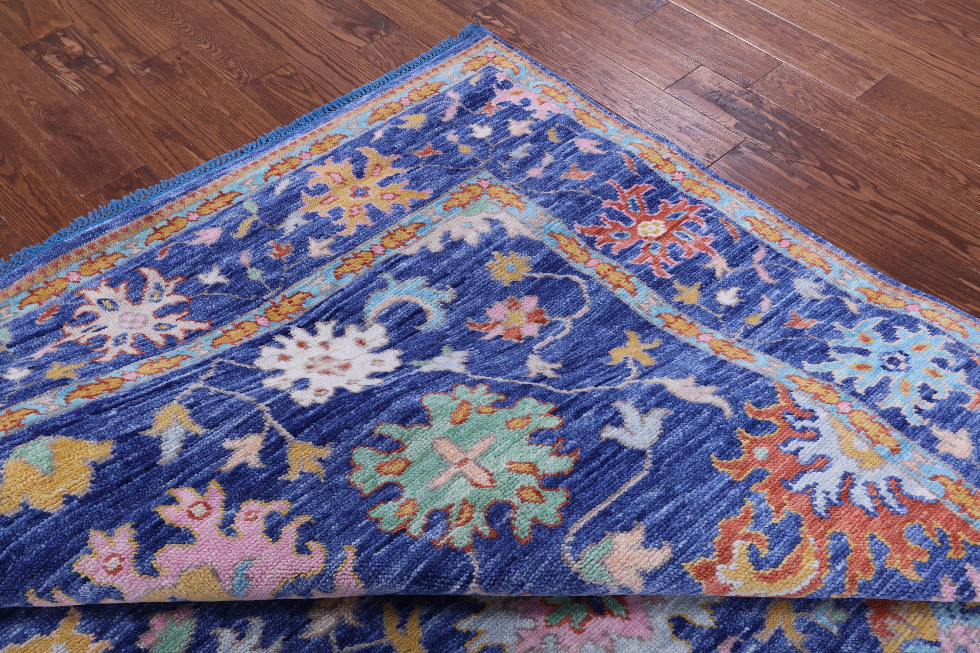 Blue Turkish Oushak Hand Knotted Wool Rug - 8' 0" X 10' 6" - Golden Nile