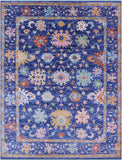 Blue Turkish Oushak Hand Knotted Wool Rug - 8' 0" X 10' 6" - Golden Nile