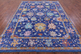 Blue Turkish Oushak Hand Knotted Wool Rug - 8' 0" X 10' 6" - Golden Nile