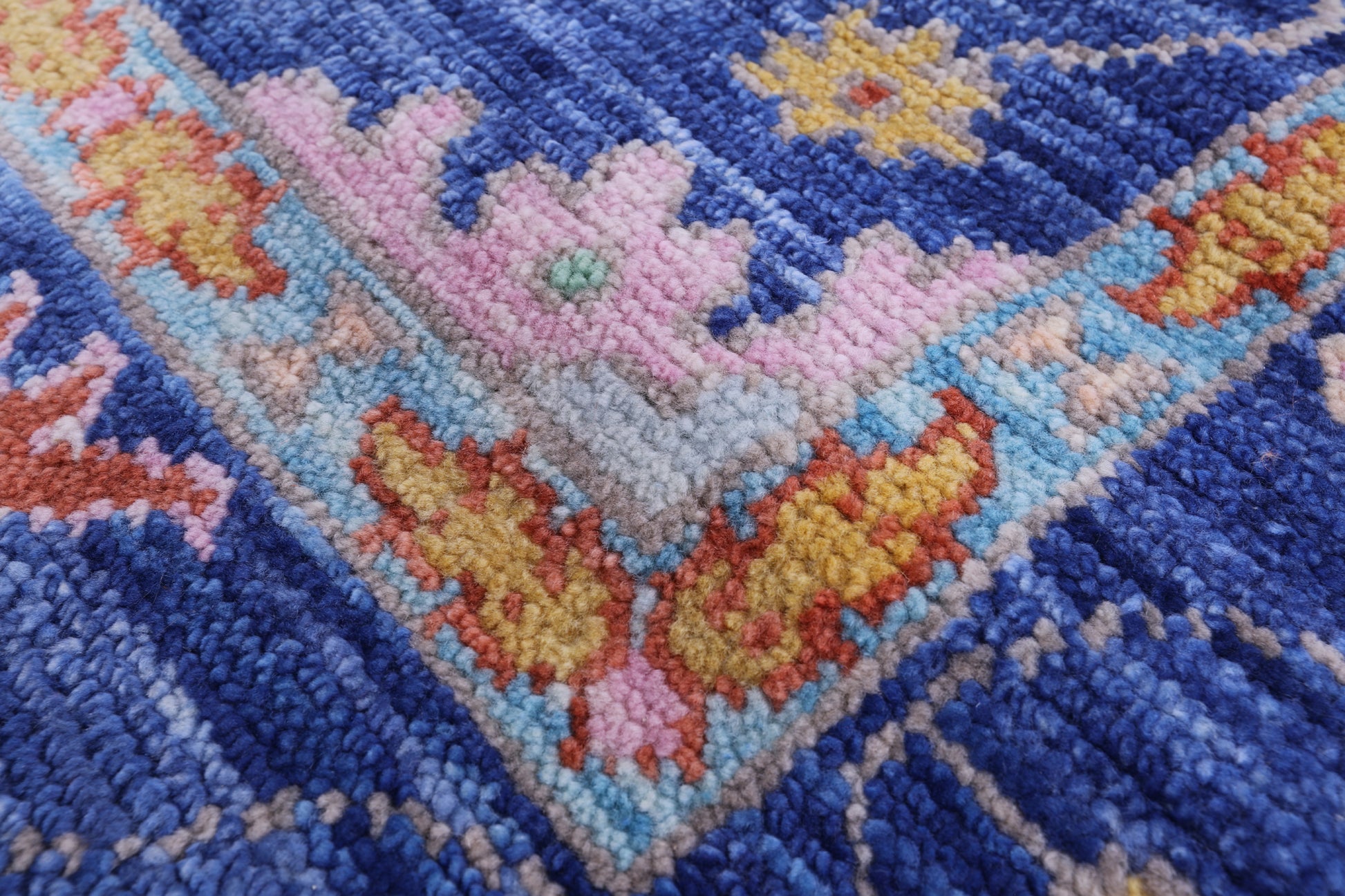 Blue Turkish Oushak Hand Knotted Wool Rug - 8' 0" X 10' 6" - Golden Nile
