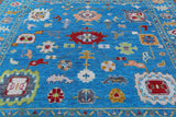 Blue Square Turkish Oushak Hand Knotted Wool Rug - 9' 0" X 9' 1" - Golden Nile