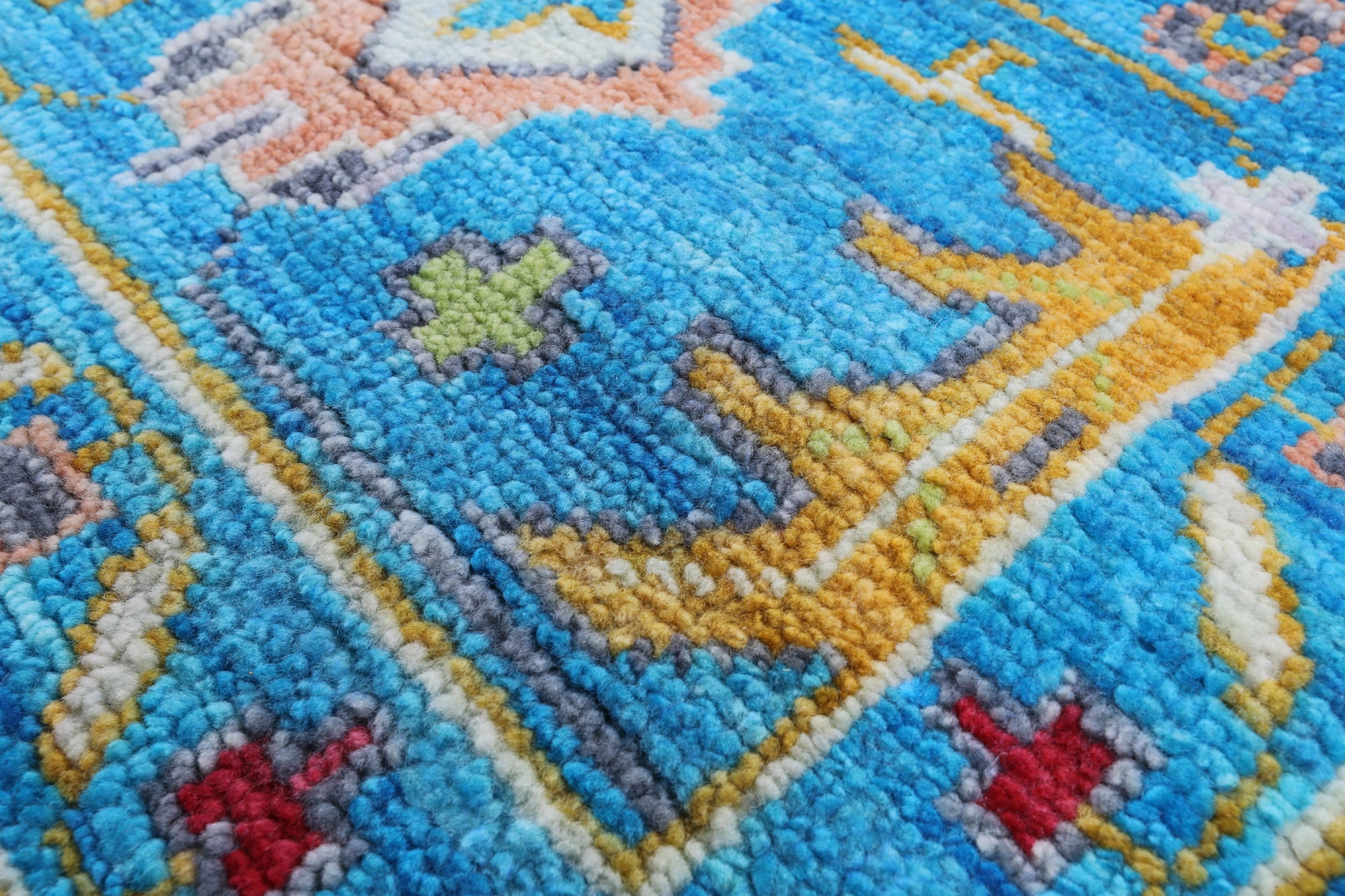 Blue Square Turkish Oushak Hand Knotted Wool Rug - 9' 0" X 9' 1" - Golden Nile