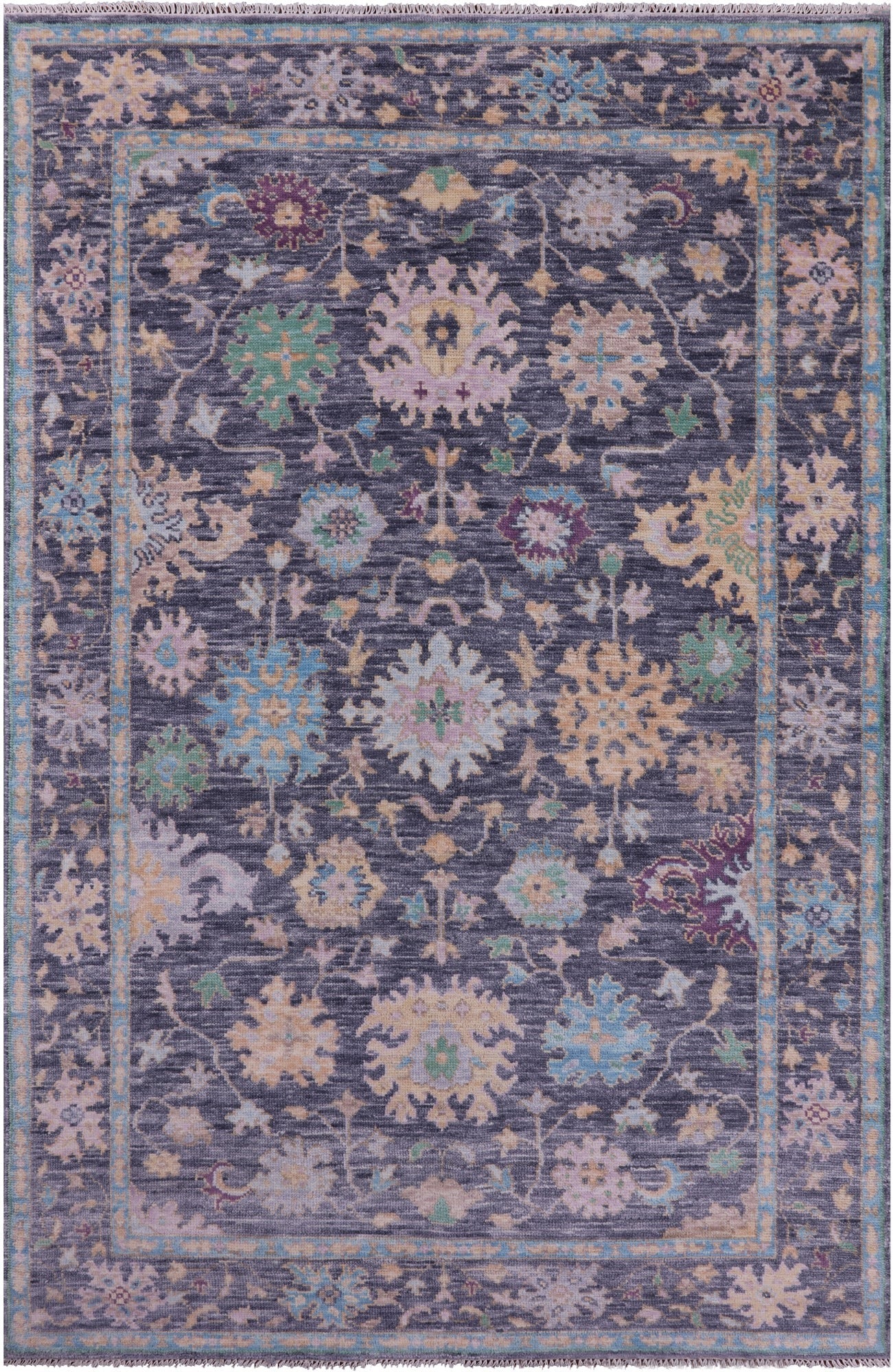 Grey Turkish Oushak Handmade Wool Rug - 5' 11" X 9' 5" - Golden Nile