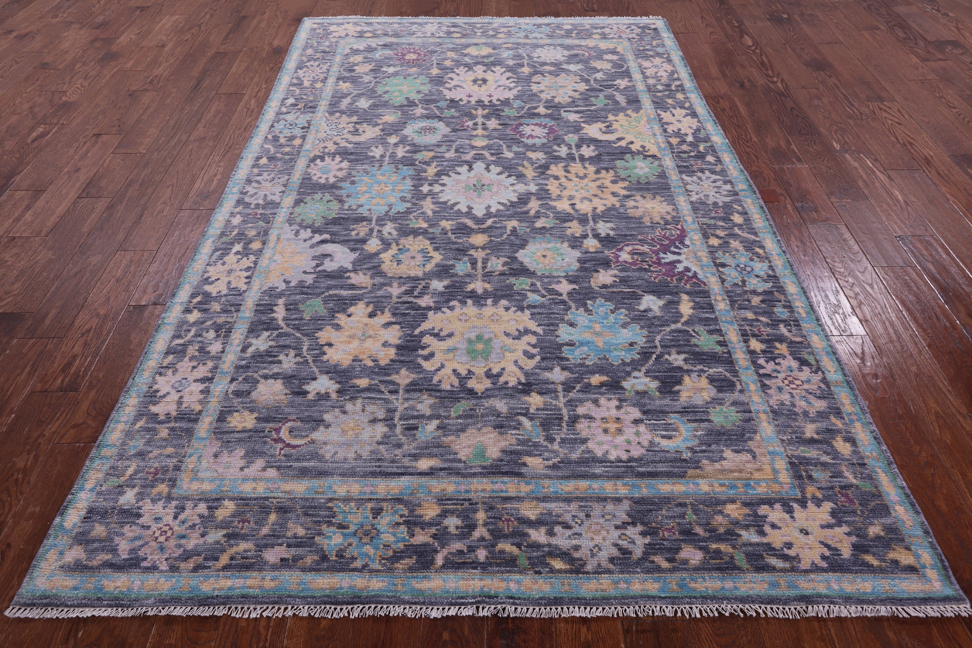 Grey Turkish Oushak Handmade Wool Rug - 5' 11" X 9' 5" - Golden Nile