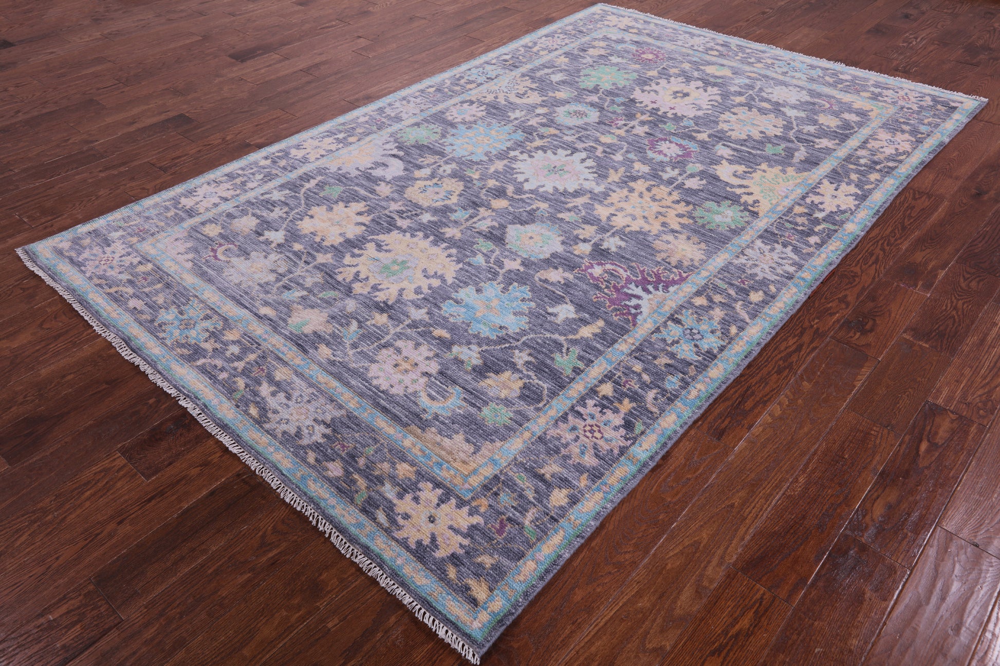 Grey Turkish Oushak Handmade Wool Rug - 5' 11" X 9' 5" - Golden Nile