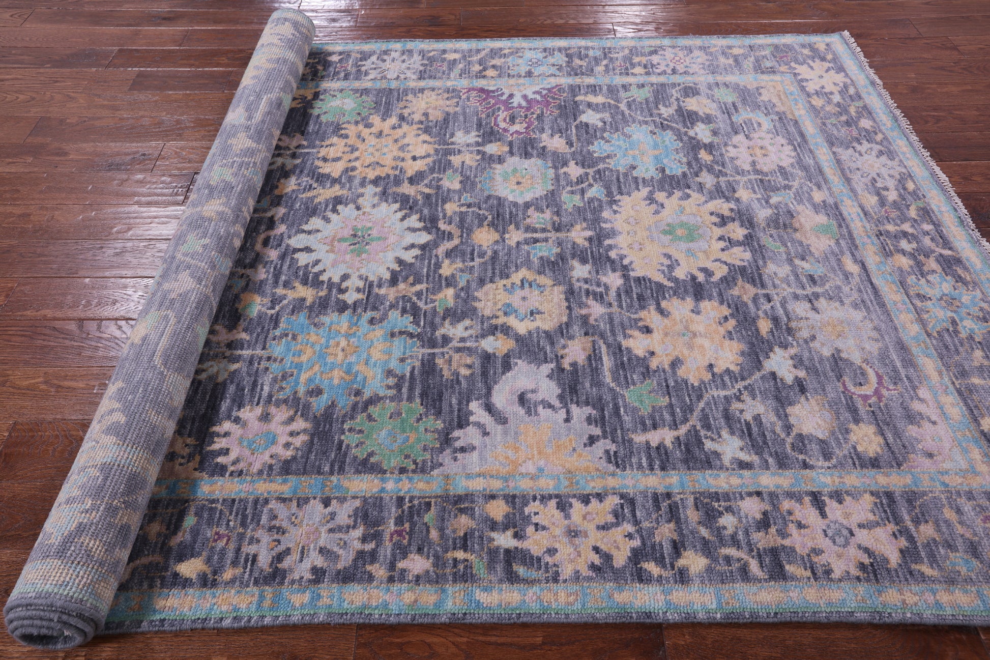 Grey Turkish Oushak Handmade Wool Rug - 5' 11" X 9' 5" - Golden Nile