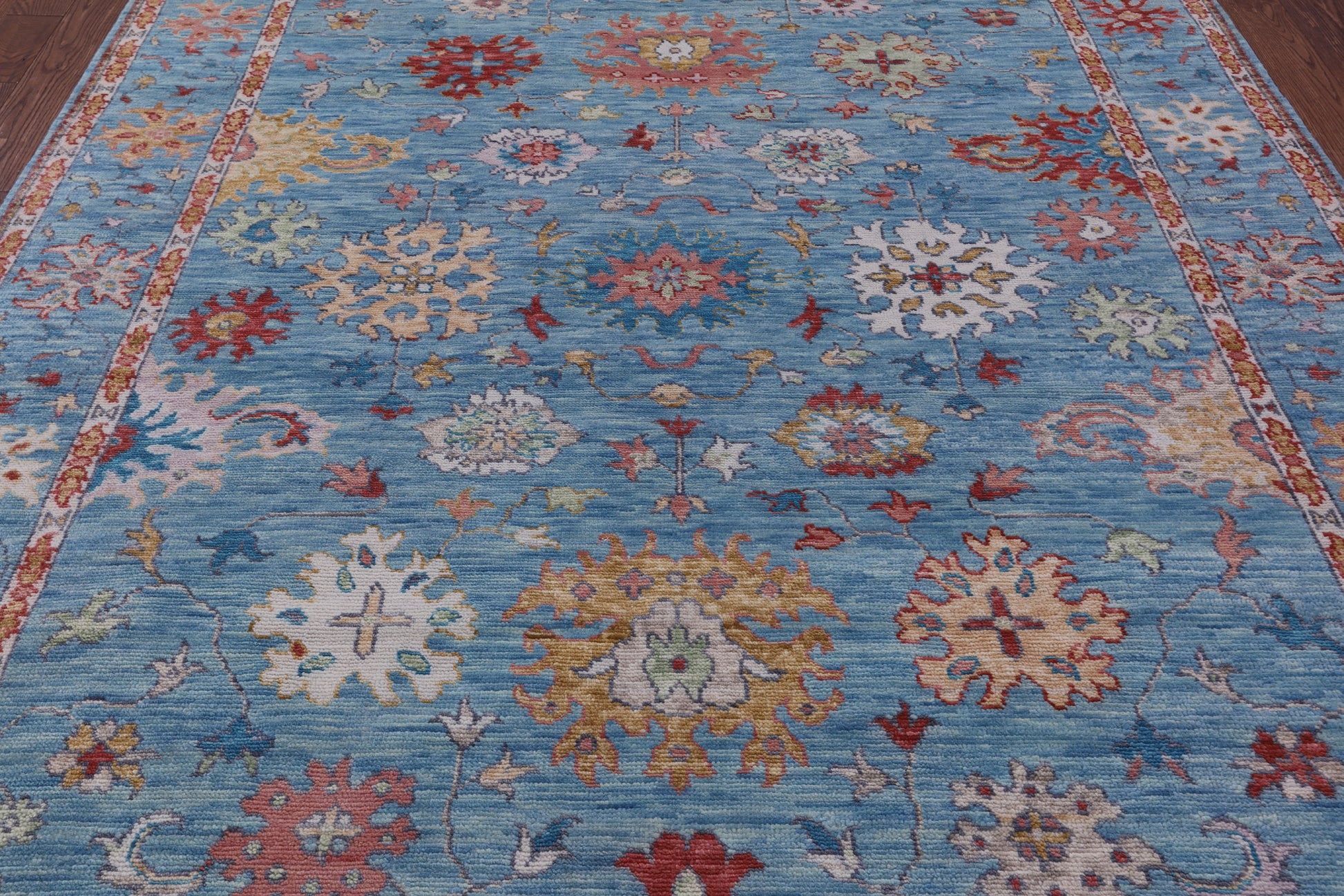 Blue Turkish Oushak Hand Knotted Wool Rug - 8' 5" X 10' 2" - Golden Nile