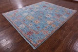 Blue Turkish Oushak Hand Knotted Wool Rug - 8' 5" X 10' 2" - Golden Nile