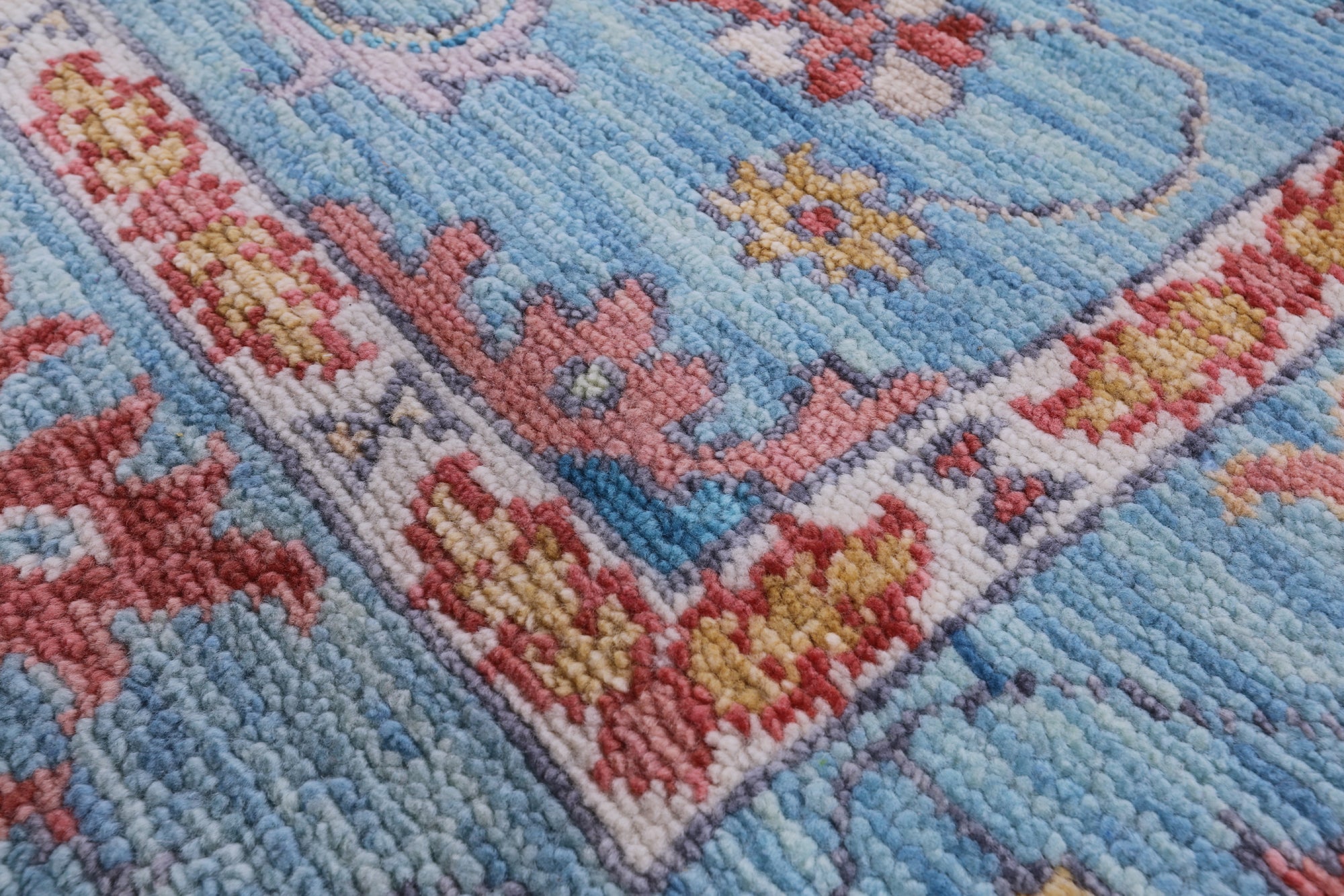 Blue Turkish Oushak Hand Knotted Wool Rug - 8' 5" X 10' 2" - Golden Nile