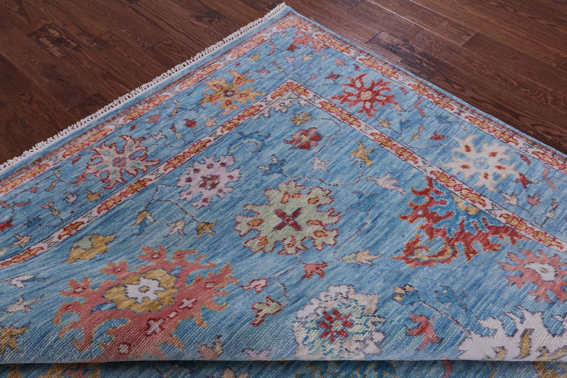 Blue Turkish Oushak Hand Knotted Wool Rug - 8' 5" X 10' 2" - Golden Nile
