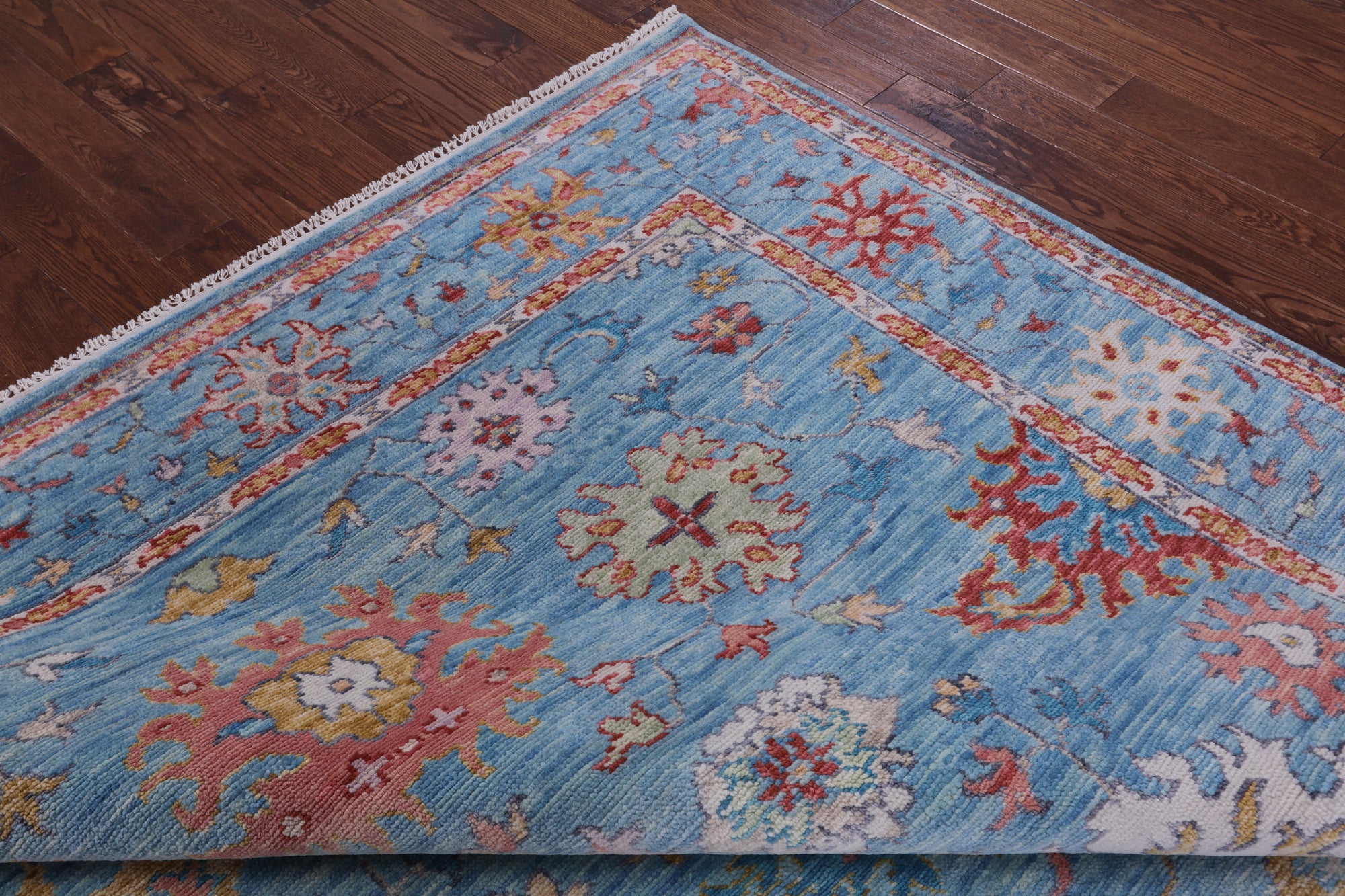 Blue Turkish Oushak Hand Knotted Wool Rug - 8' 5" X 10' 2" - Golden Nile