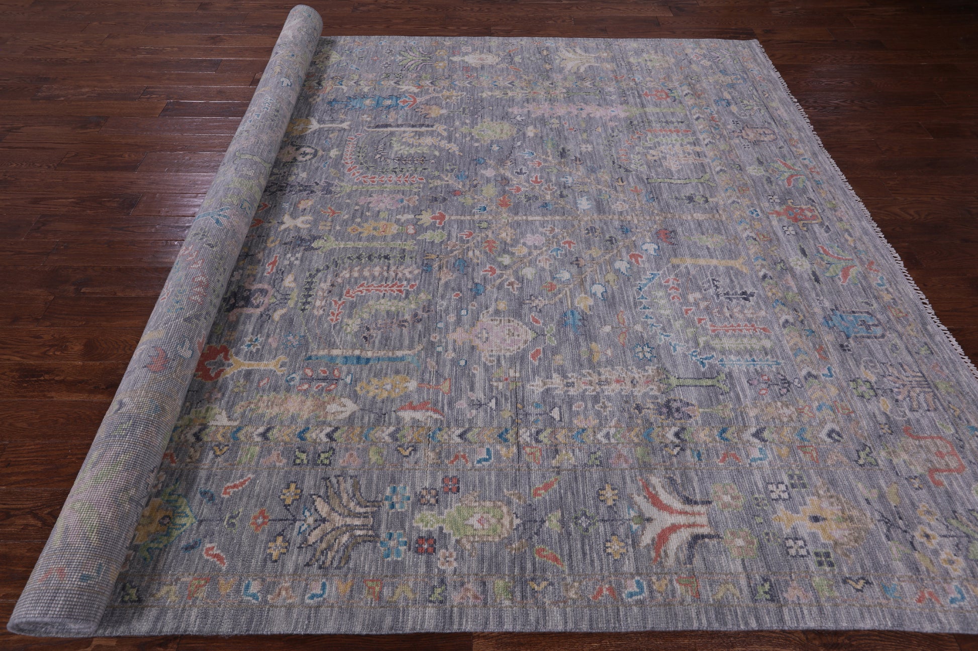 Grey Turkish Oushak Hand Knotted Wool Rug - 8' 11" X 12' 3" - Golden Nile