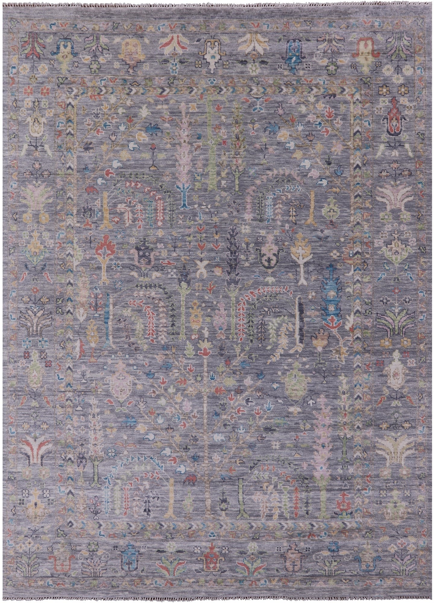 Grey Turkish Oushak Hand Knotted Wool Rug - 8' 11" X 12' 3" - Golden Nile
