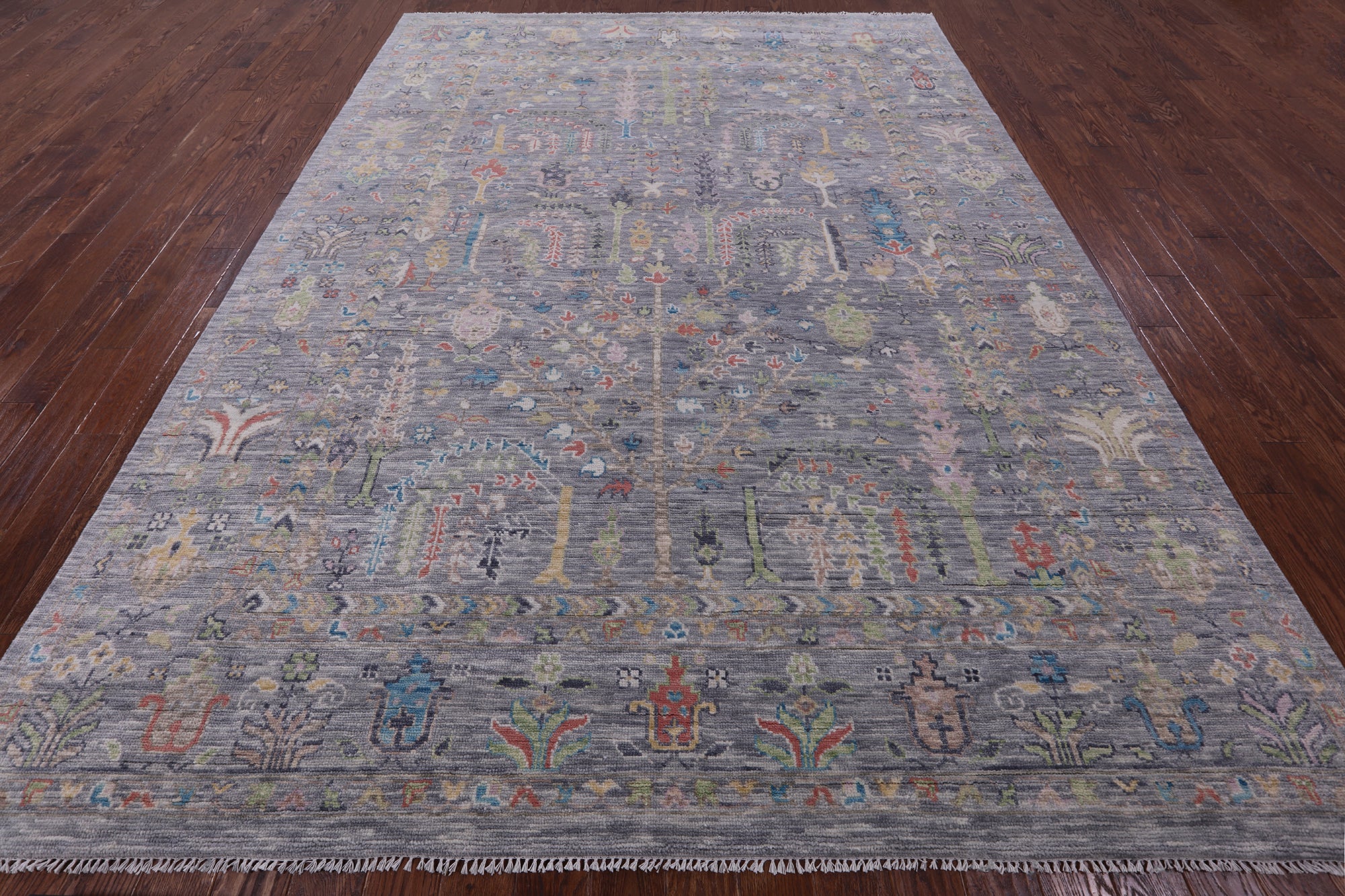Grey Turkish Oushak Hand Knotted Wool Rug - 8' 11" X 12' 3" - Golden Nile