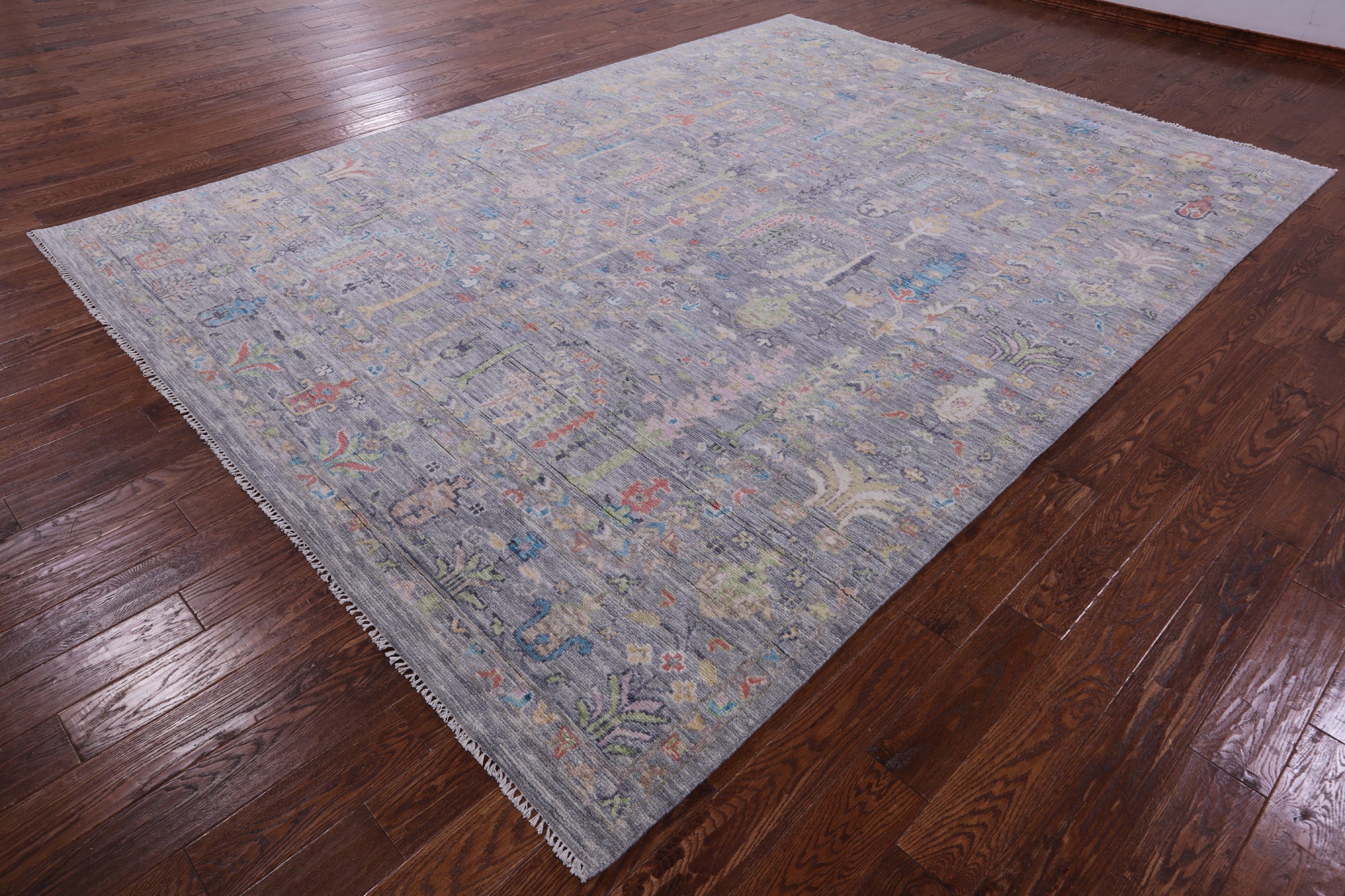 Grey Turkish Oushak Hand Knotted Wool Rug - 8' 11" X 12' 3" - Golden Nile