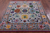 Grey Square Turkish Oushak Hand Knotted Wool Rug - 6' 1" X 6' 1" - Golden Nile