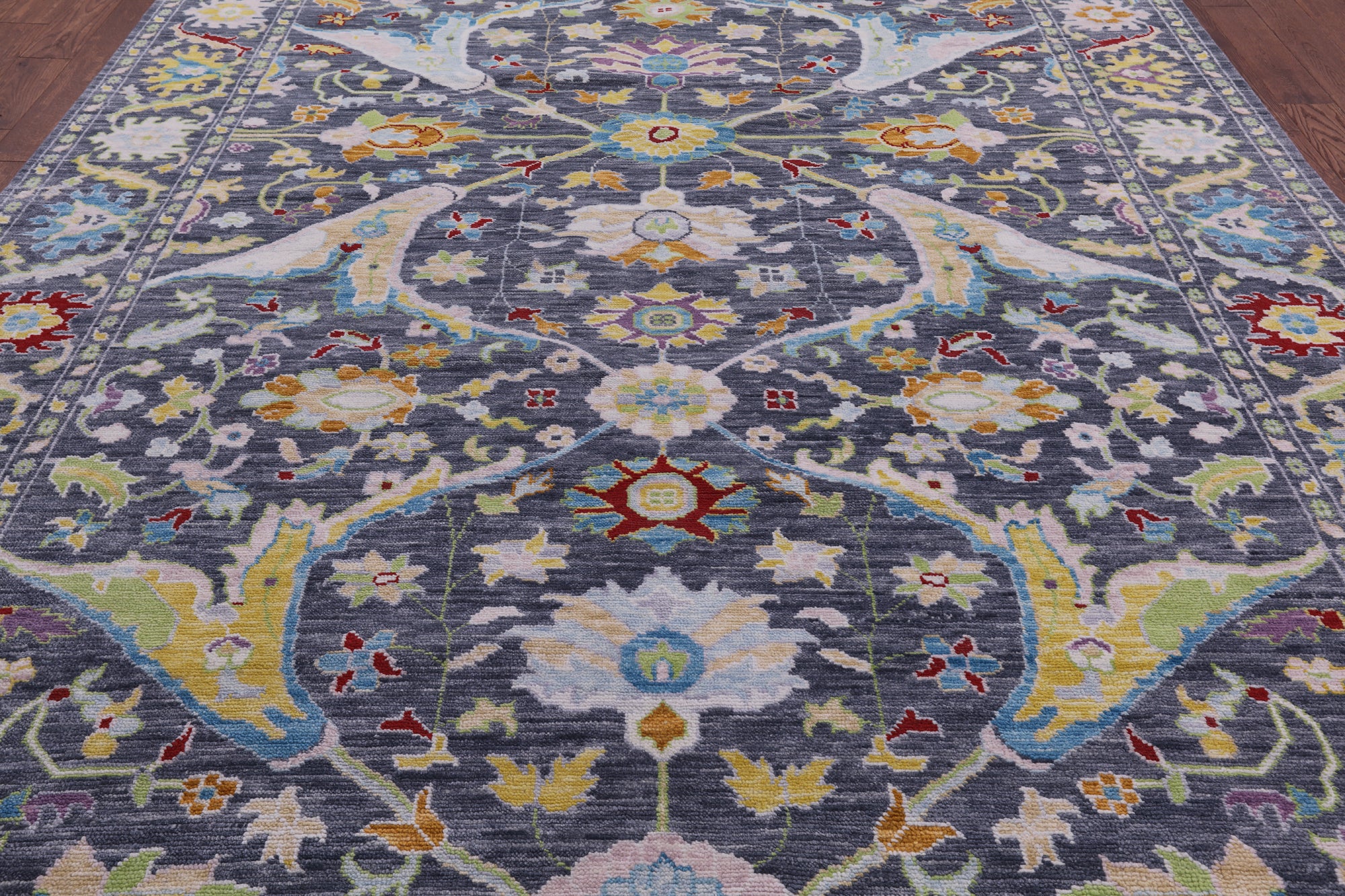 Grey Turkish Oushak Hand Knotted Wool Rug - 9' 2" X 11' 10" - Golden Nile