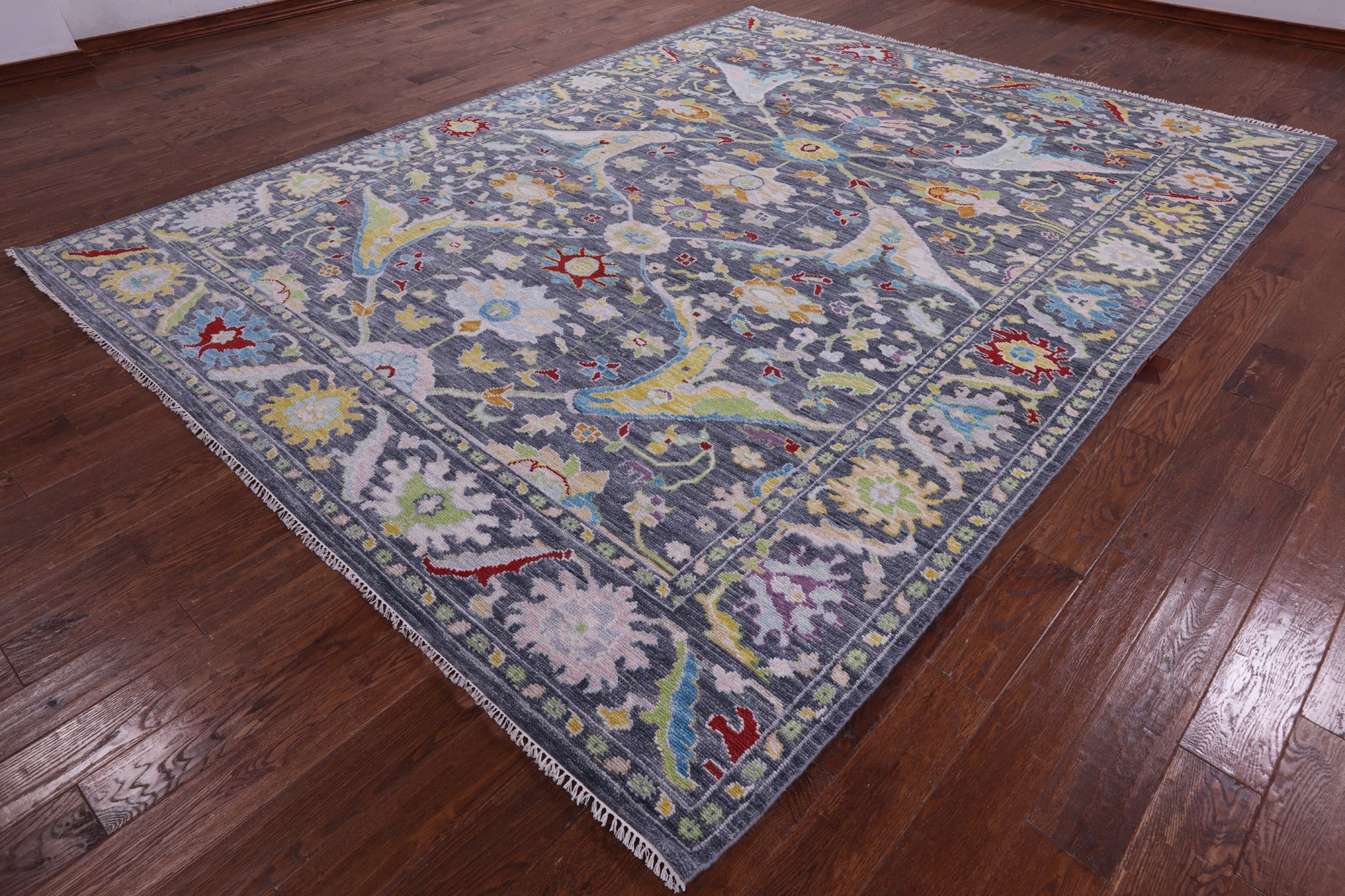 Grey Turkish Oushak Hand Knotted Wool Rug - 9' 2" X 11' 10" - Golden Nile