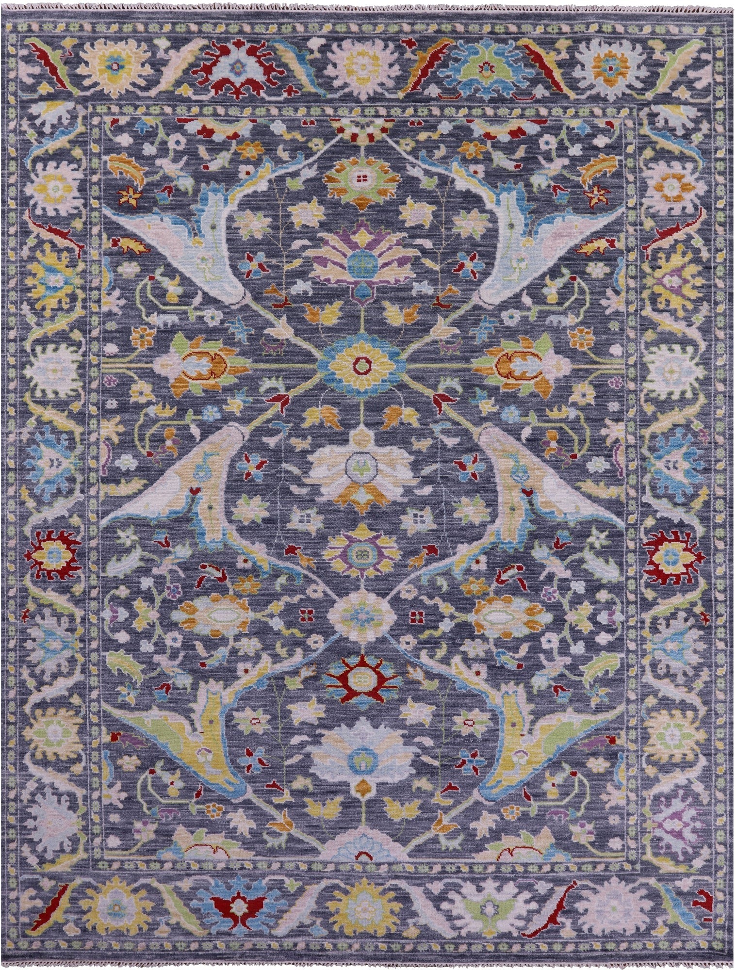 Grey Turkish Oushak Hand Knotted Wool Rug - 9' 2" X 11' 10" - Golden Nile