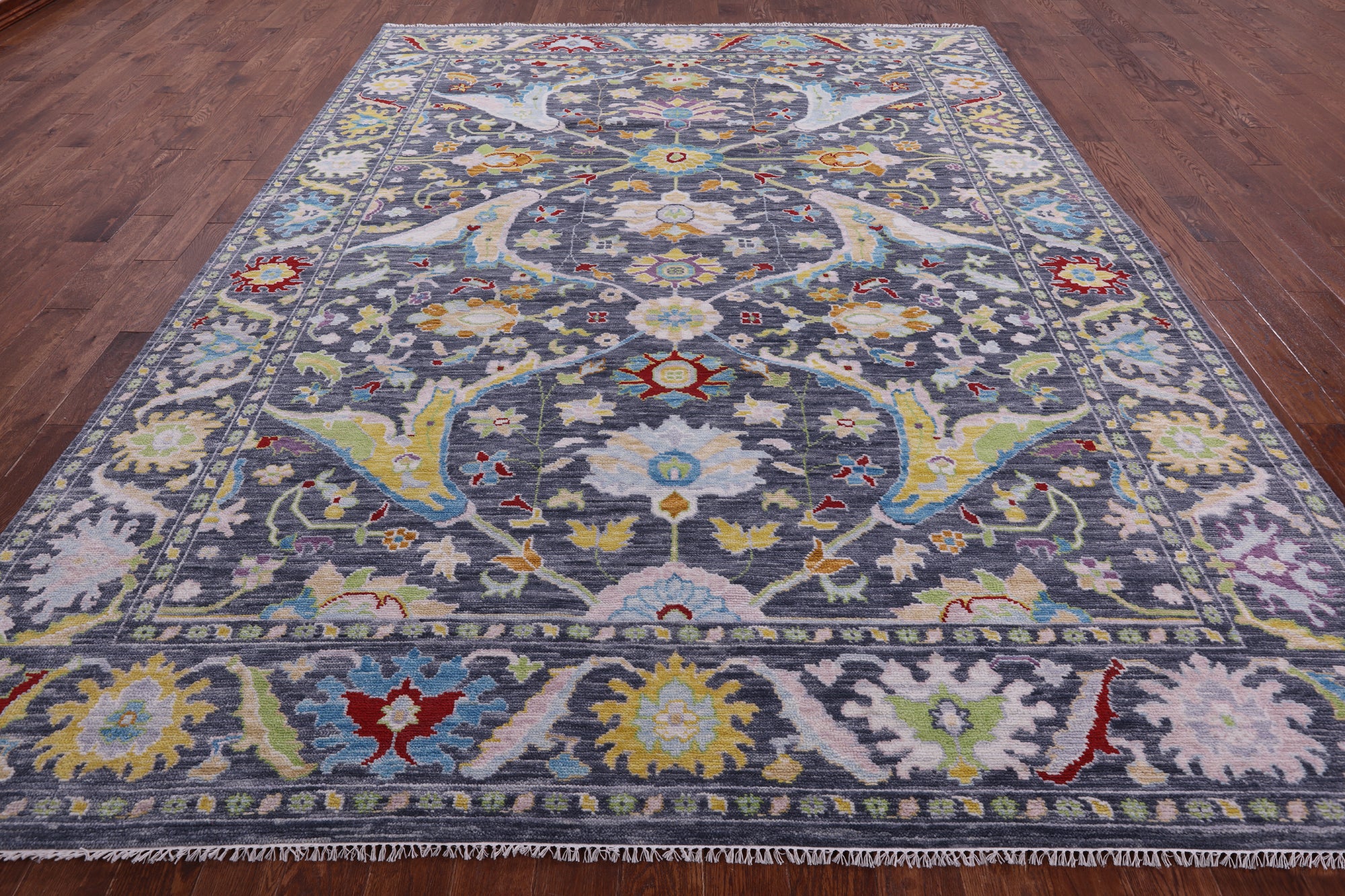 Grey Turkish Oushak Hand Knotted Wool Rug - 9' 2" X 11' 10" - Golden Nile