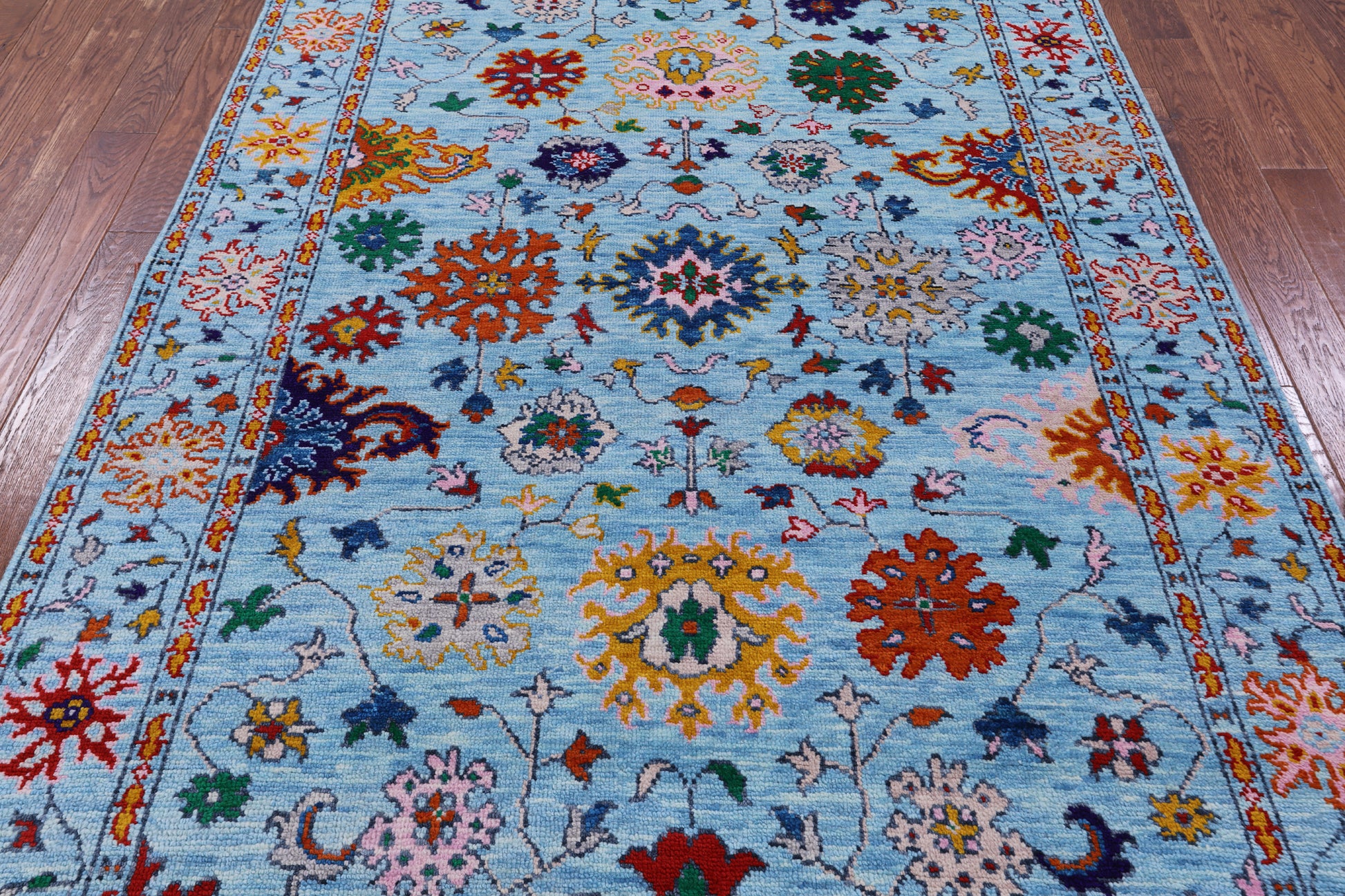 Blue Turkish Oushak Hand Knotted Wool Rug - 6' 3" X 9' 2" - Golden Nile