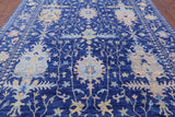 Blue Turkish Oushak Hand Knotted Wool Rug - 9' 3" X 12' 2" - Golden Nile